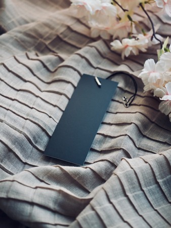 Clothing labels and Cherry Blossomの写真素材