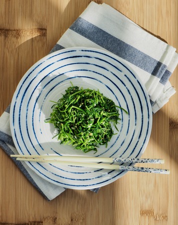 Korean food Seasoned vegetable, sebal namul, Spergularia marina Grisebの写真素材