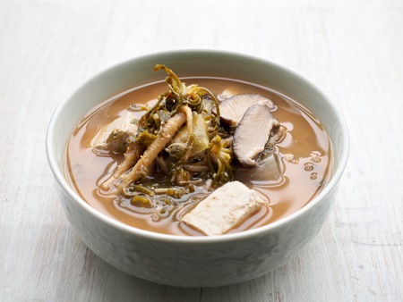 Korean food Shepherd's purse Soybean Paste Soupの写真素材