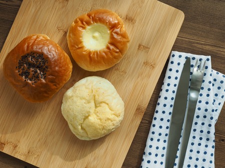 Whole wheat red bean breadの写真素材