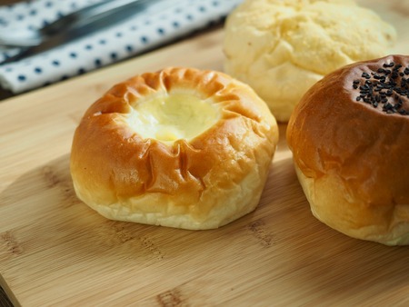 Whole wheat red bean breadの写真素材