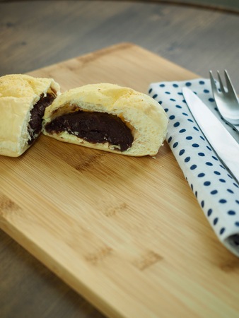 cream red bean breadの写真素材