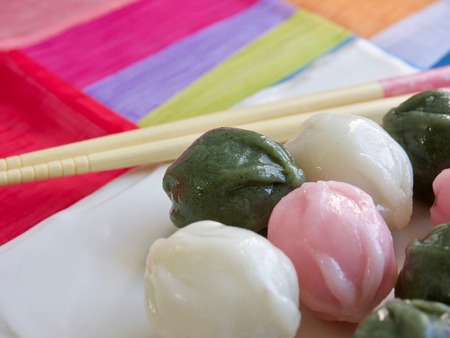 Korean food Songpyeon, Honey-filled Rice Cakeの写真素材