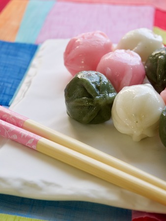 Korean food Songpyeon, Honey-filled Rice Cakeの写真素材