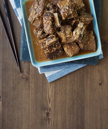 Korean food Braised Short Ribs, Beef rib steakの写真素材