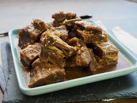 Korean food Braised Short Ribs, Beef rib steakの写真素材