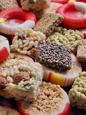 Korean traditional sweets and cookies, Korean candy, gangjeongの写真素材