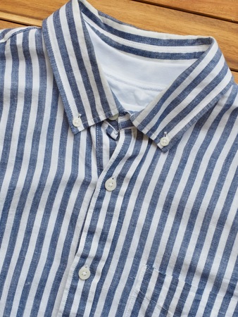 Striped linen shirt, summer clothingの写真素材