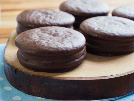 Chocolate pie and milk, Snackの写真素材