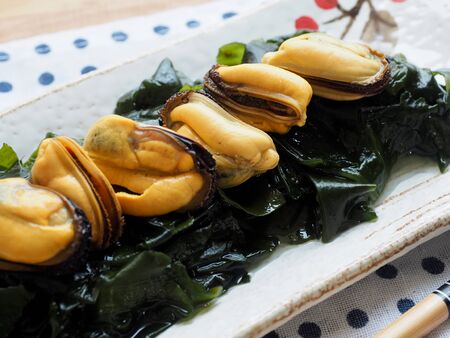 Asian food seaweed and musselsの写真素材