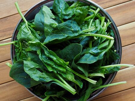 Korean Fresh organic vegetable spinachの写真素材