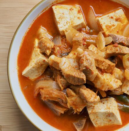 Korean food Kimchi stew, Kimchi-jjigaeの写真素材