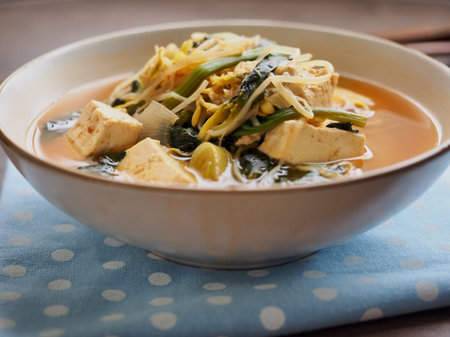 Korean food Spinach and bean sprouts Soybean Paste Soup