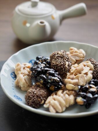 Korean traditional snacks Sweet Rice Puffs, Gangjeongの写真素材