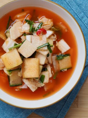 Korean traditional food water kimchiの写真素材