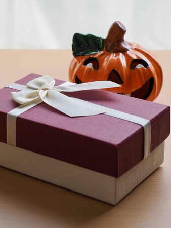 Halloween Pumpkin Doll and Gift Boxの写真素材