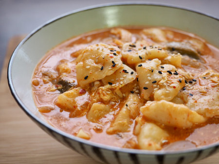 Korean food kimchi sujebi, spicy food