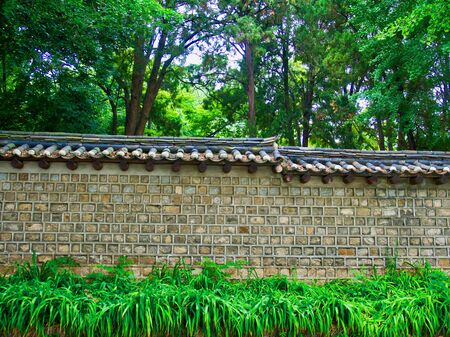 Korean traditional stone wall, Korean traditional architectureの写真素材