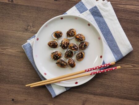 Korean food cockle Soy sauce seasoningの写真素材