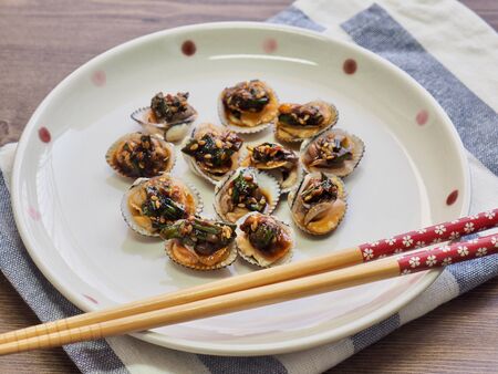 Korean food cockle Soy sauce seasoningの写真素材