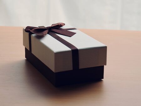 Brown ribbon and gift boxの写真素材