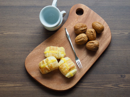Creamy bread and fresh organic walnuts
