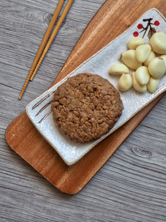 Korean food Chungkukjang and garlic, Soybean fermented food