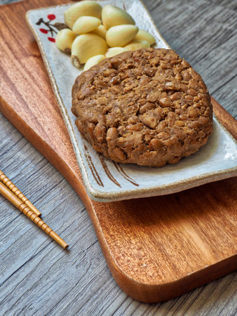 Korean food Chungkukjang and garlic, Soybean fermented food