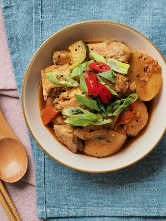 Korean food steamed chicken, Jjimdakの写真素材