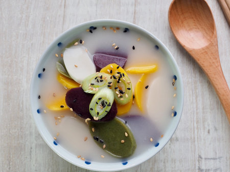 Korean food rice cake soup, tteokguk, Sliced ??Rice Cake Soup