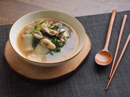 Korean traditional food Oyster soup, Gukbapの写真素材