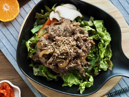 Korean traditional food beef bulgogiの写真素材