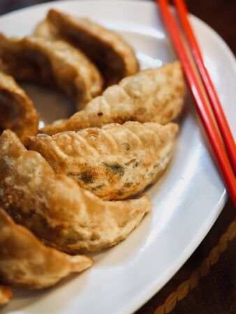 Asian food Dim sum, fried dumplingsの写真素材