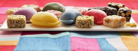 Korean food Songpyeon, half-moon-shaped rice cake, Sweet Rice Puffs, Chuseok foodの写真素材