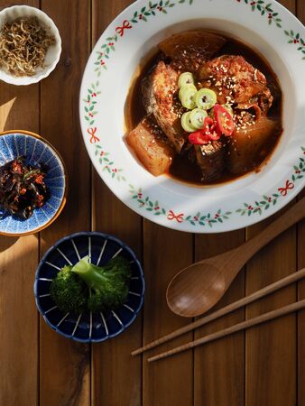 Korean food mackerel soy sauce stewの写真素材