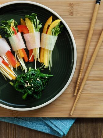 Fresh Organic Vegetable Salad, Paprika, Radish, spinachの写真素材