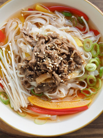 Asian Food beef Rice Noodles Soup