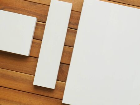 Various square shaped white boxesの写真素材