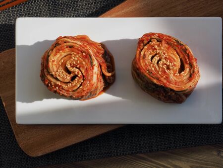 Korean traditional food cabbage kimchiの写真素材