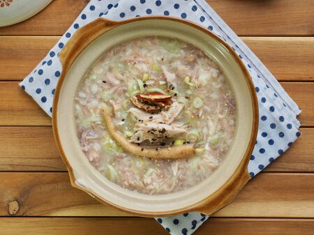 Korean food Chicken Rice Porridge, min jukの写真素材