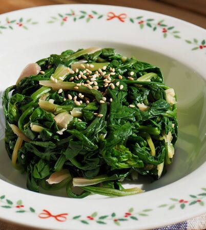 Korean side dishes Spinach seasonedの写真素材