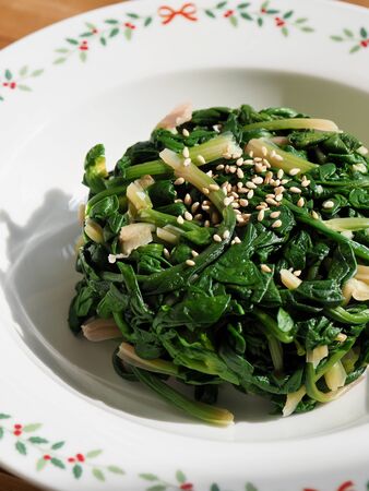 Korean side dishes Spinach seasonedの写真素材
