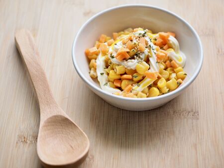 Corn and Carrot Mayonnaise Saladの写真素材