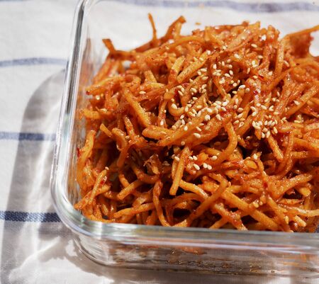Korean food Dried shredded squidの写真素材