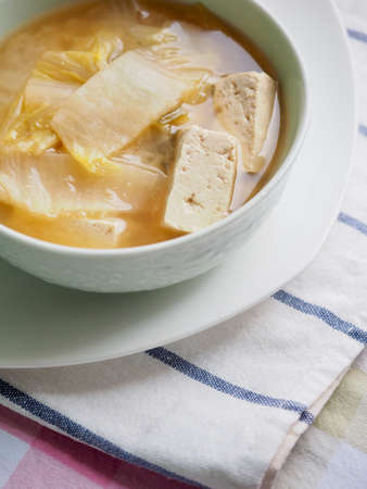 Korean traditional food cabbage miso soupの写真素材