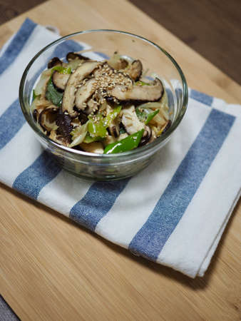 Asian food stir-fried shiitake mushroomsの写真素材