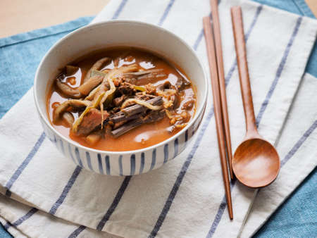 Korean traditional food Yukgaejang, Beef soupの写真素材