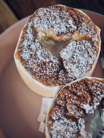 2 small round cream cakesの写真素材