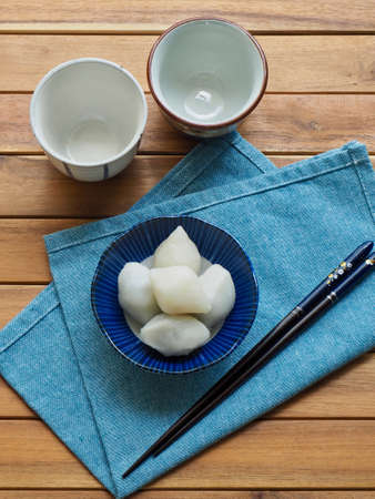 Korean food Songpyeon, White rice cakeの写真素材