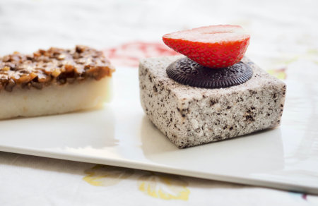 Korean food Small strawberry and peanut rice cake